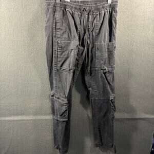 Smoke Rise men cargo pants large Black Moto Biker grunge skater double knee